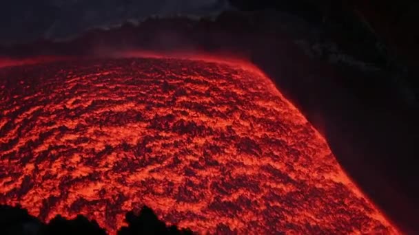 Flusso Lava Sul Vulcano Etna Sicilia Italia — Video Stock