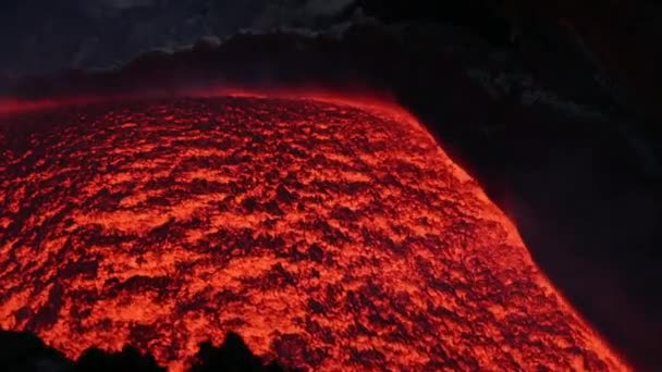 Flusso Lava Sul Vulcano Etna Sicilia Italia — Video Stock