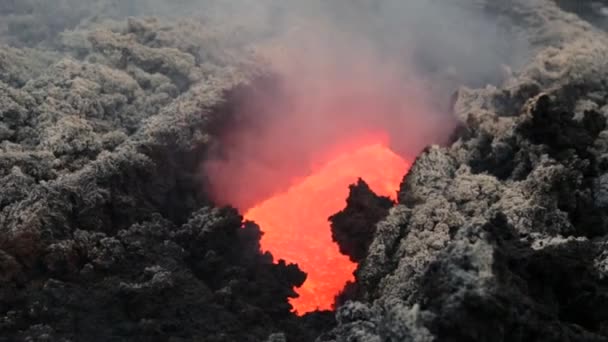 Flujo Lava Volcán Etna Sicilia Italia — Vídeos de Stock