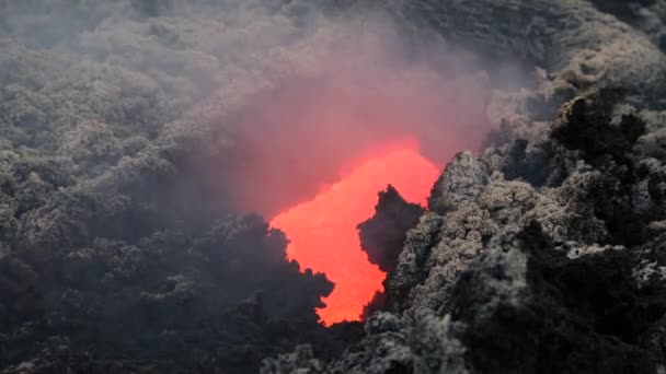 Fluxo Lava Vulcão Etna Sicília Itália — Vídeo de Stock