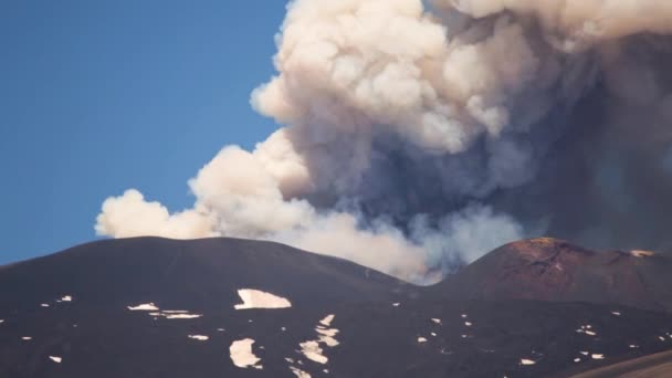 埃特纳火山喷发 西西里岛的爆炸和熔岩流 — 图库视频影像