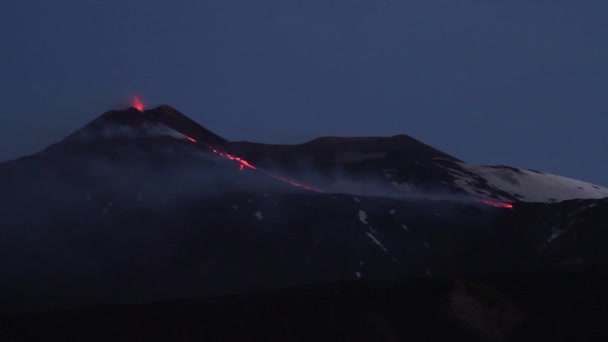 Erupción Del Volcán Etna Explosión Flujo Lava Sicilia — Vídeo de stock