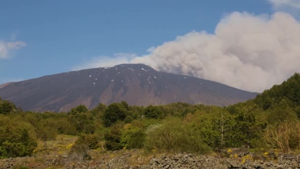 Erupção Vulcão Etna Explosão Fluxo Lava Sicília — Vídeo de Stock