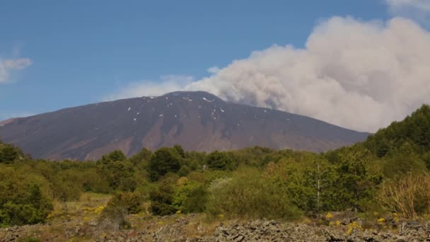 Vulkán Kitörés Vulkán Robbanás Láva Áramlási Szicíliában — Stock videók