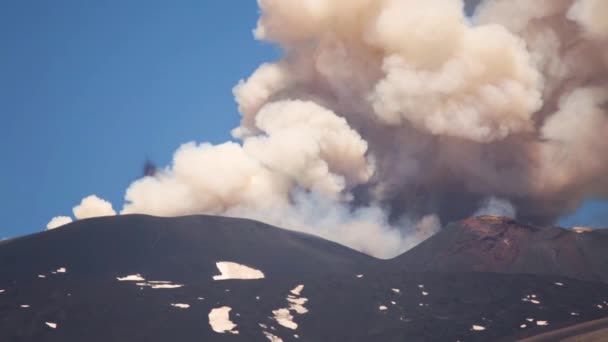 Vulkaan Etna Uitbarsting Explosie Lavastroom Sicilië — Stockvideo