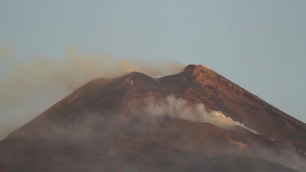 Erupción Del Volcán Etna Explosión Flujo Lava Sicilia — Vídeos de Stock