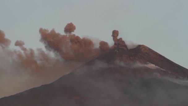 Vulkaan Etna Uitbarsting Explosie Lavastroom Sicilië — Stockvideo