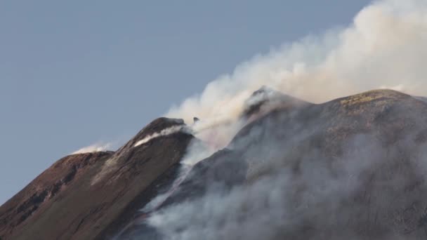 Извержение Вулкана Этна Взрыв Поток Лавы Сицилии — стоковое видео