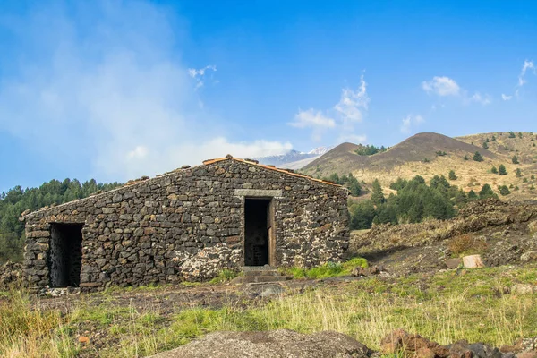 Schuilplaats Vulkaan Etna Sicilië Berghut — Stockfoto