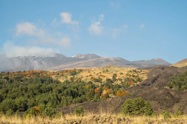 Podzimní Sezóna Sopce Etna Sicílii — Stock fotografie