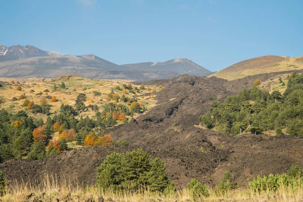 Podzimní Sezóna Sopce Etna Sicílii — Stock fotografie