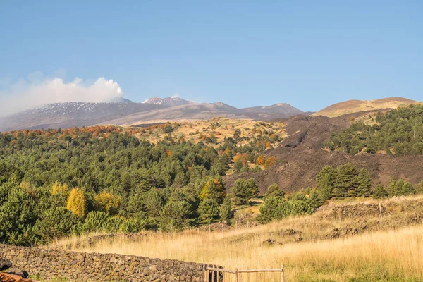 Podzimní Sezóna Sopce Etna Sicílii — Stock fotografie