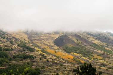 Sicilya Etna Yanardağı sonbahar sezon