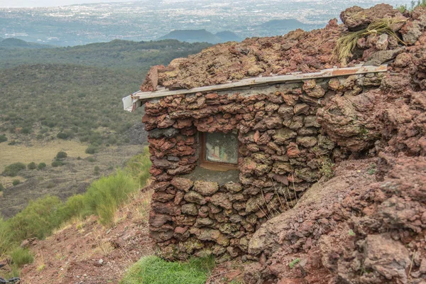 Etna Yanardağı Sicilya Dağ Kulübe Sığınma — Stok fotoğraf