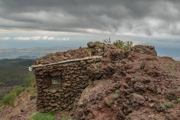 Убежище Вулкане Этна Сицилии Горная Хижина — стоковое фото