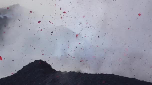 Vulkaan Etna Uitbarsting Explosie Lavastroom Sicilië — Stockvideo