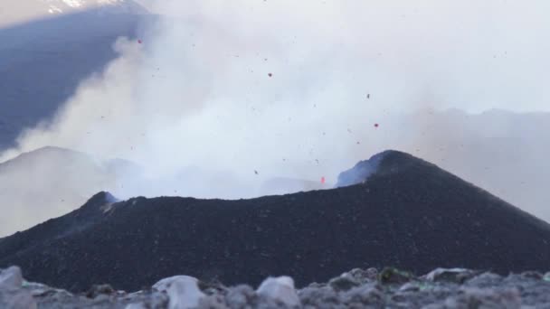 Vulkaan Etna Uitbarsting Explosie Lavastroom Sicilië — Stockvideo