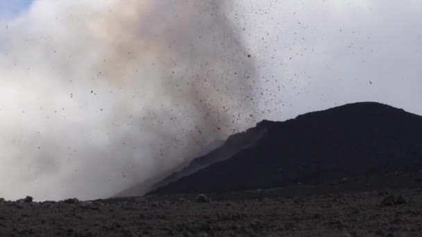 Vulcano Etna Eruzione Esplosione Flusso Lavico Sicilia — Video Stock