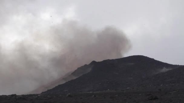 Vulkanen Etna Vulkanen Explosion Och Lavaflöde Sicilien — Stockvideo