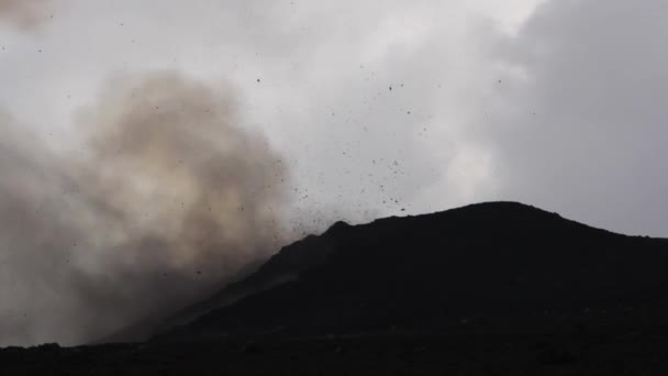 Erupção Vulcão Etna Explosão Fluxo Lava Sicília — Vídeo de Stock