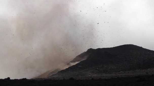 Vulkaan Etna Uitbarsting Explosie Lavastroom Sicilië — Stockvideo