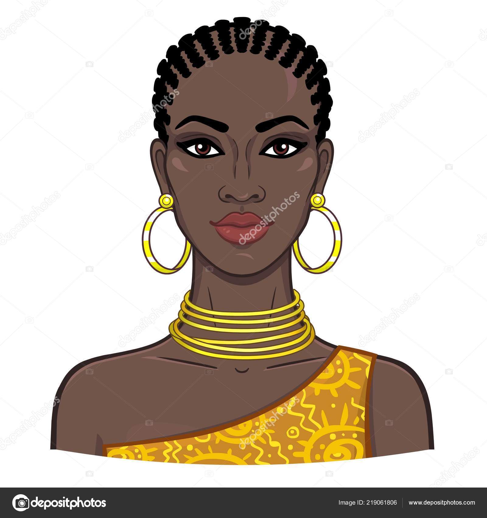 Image vectorielle Portrait D'animation Jeune Belle Africaine Dessin Couleur  Illustration Vectorielle Isolée par ©Roomyana - 219061806, image size:1600x1700