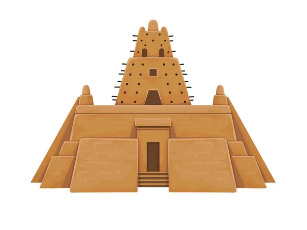 Αφρικανικής Αρχιτεκτονικής Αρχαίο Οικοδόμημα Από Πηλό Ναός Τζαμί Πύργος Χρώμα — Διανυσματικό Αρχείο