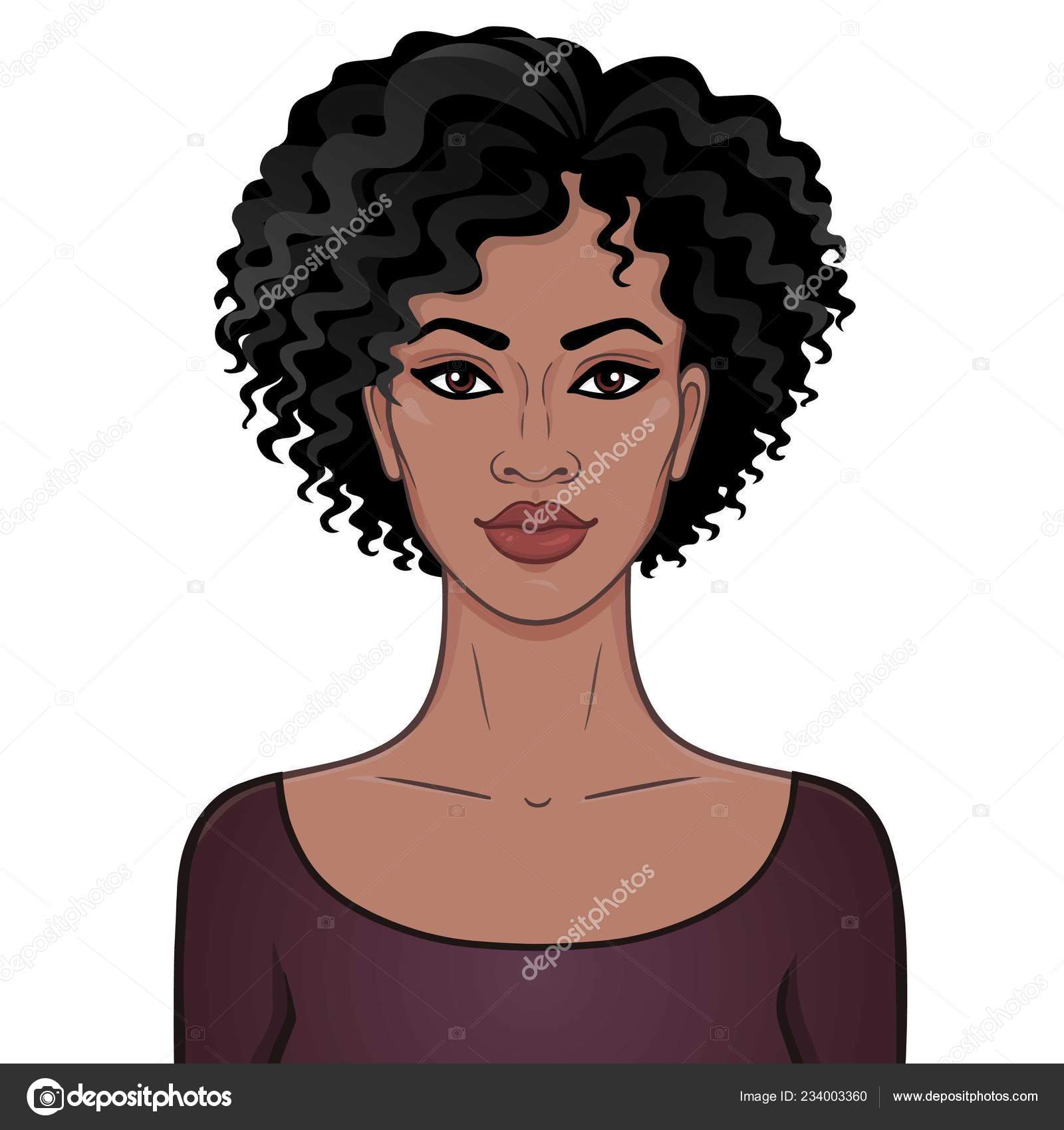 African Beauty Animation Portrait Young Beautiful Black Woman Curly Hair Stock Vector Image by ©Roomyana #234003360 African Beauty Animation Portrait Young Beautiful Black Woman Curly Hair Stock Vector Image by ©Roomyana #234003360