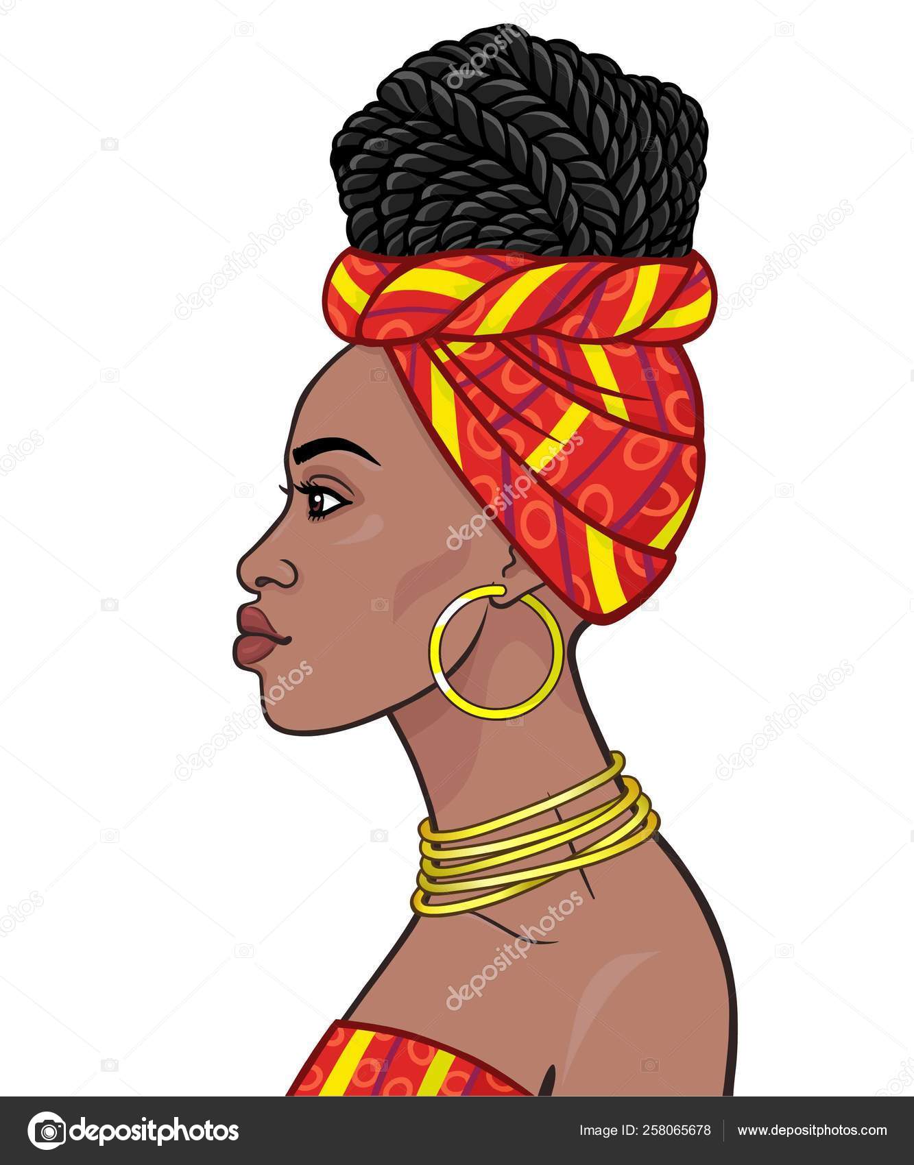Image vectorielle Beauté Africaine Portrait D'animation Belle
