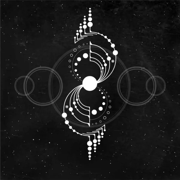 Mystická Kresba Kruh Obilí Ufo Stylizovaný Vesmírný Systém Alchymie Magie — Stockový vektor