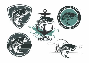 Beyaz arka plan üzerinde simgeler resim bas balık