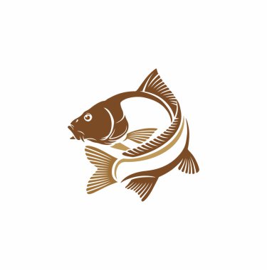 Logo sazan balık beyaz zemin üzerine