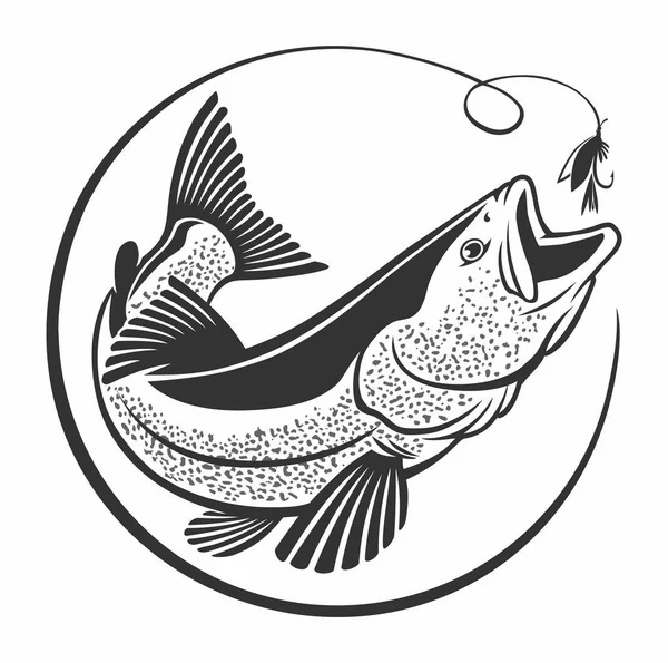 Forel Vissen Witte Achtergrond — Stockvector