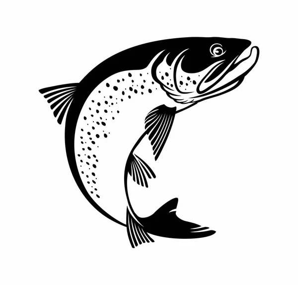 Bild Öring Fisk Den Vita Bakgrunden — Stock vektor