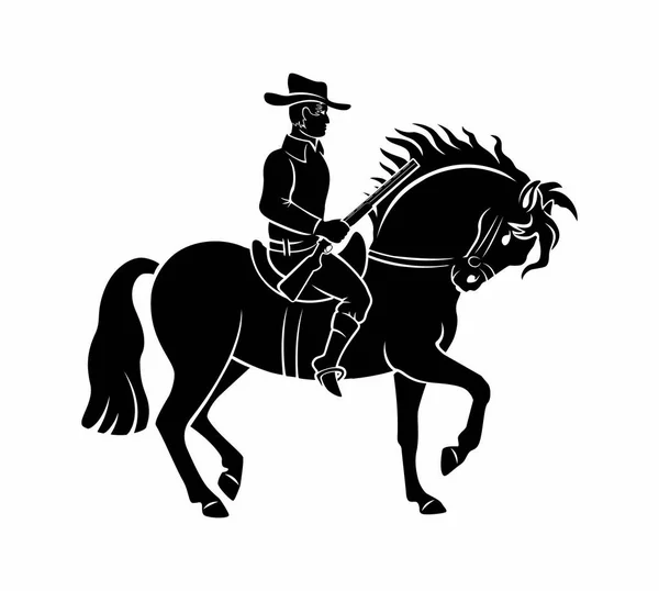 Cowboy Cavalo Fundo Branco —  Vetores de Stock