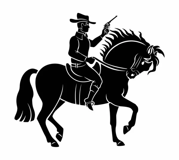 Imagen Vaquero Caballo Sobre Fondo Blanco — Vector de stock