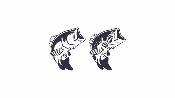 Bas Vissen Afbeelding Witte Achtergrond — Stockvector
