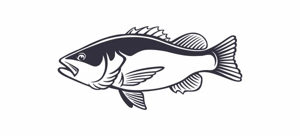 Black Bass Afbeelding Witte Achtergrond — Stockvector