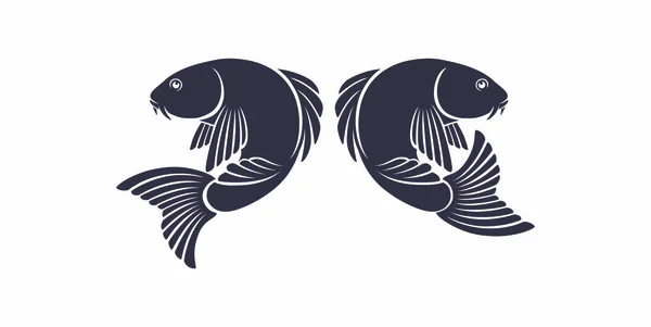 Figura Muestra Una Carpa Pescado Koi Sobre Fondo Blanco — Vector de stock