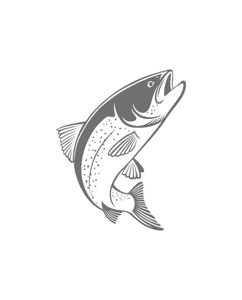 Forel Vissen Pictogrammen Witte Achtergrond — Stockvector