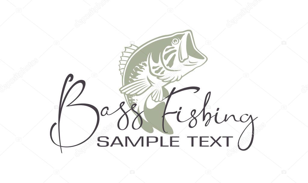 bass fish icons on the white background