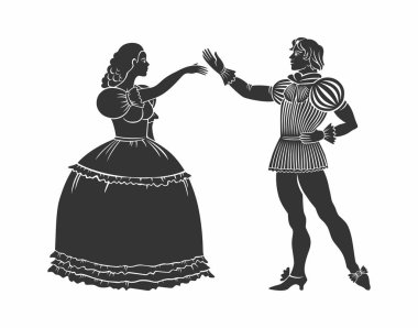 Prenses ve Prens vektör çizim dans