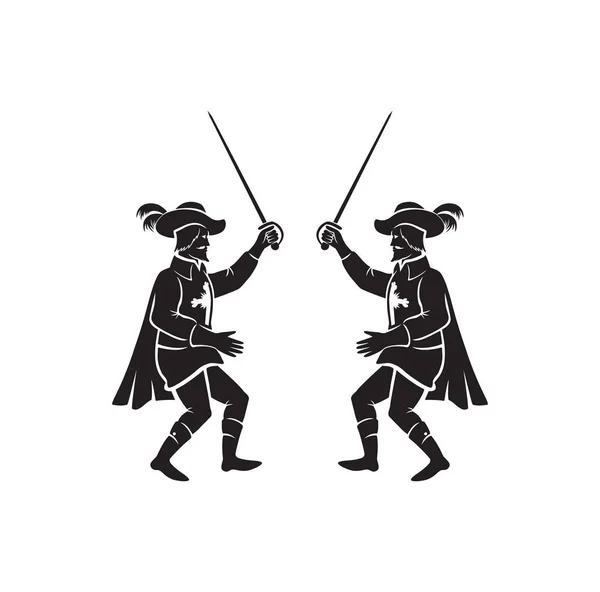 Image Musketeer Battle Vector Illustration — Stock Vector