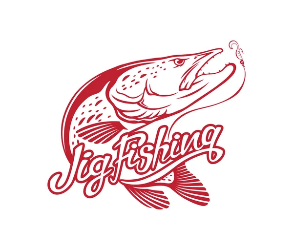 Image Pike Fishing Vector Illustration — Stock Vector