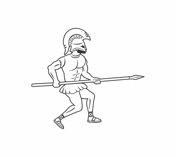 Imagen Muestra Gladiador Con Una Ilustración Vectores Lanza — Vector de stock