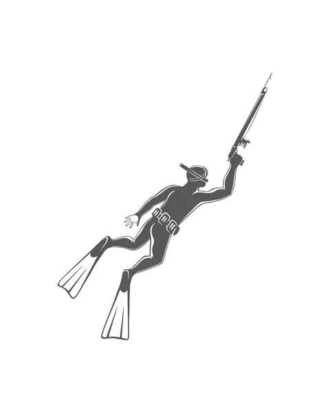 Figure Shows Underwater Hunter Vector Illustration — Stock Vector