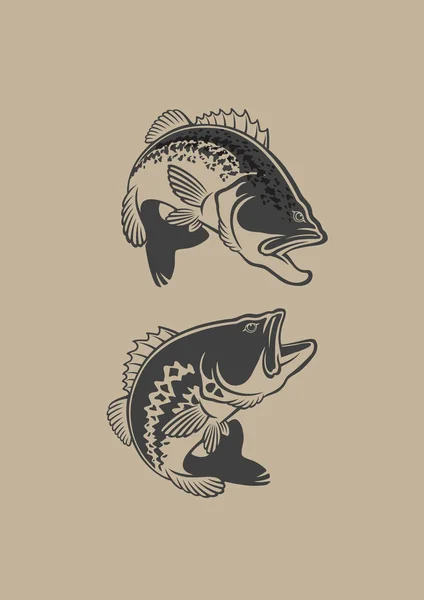 Basse Poissons Icônes Illustration Vectorielle — Image vectorielle