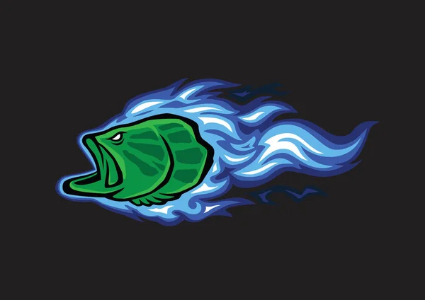 Векторная Иллюстрация Иконок Огня Бас Рыбы — стоковый вектор