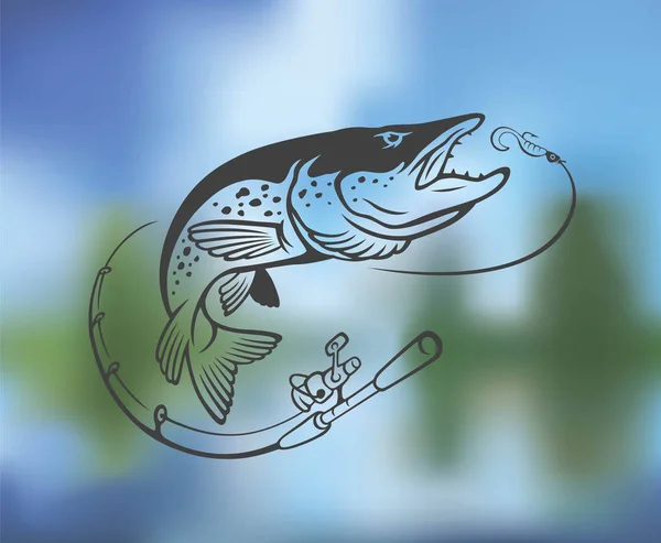 Hecht Fisch Bild Vektor Illustration — Stockvektor
