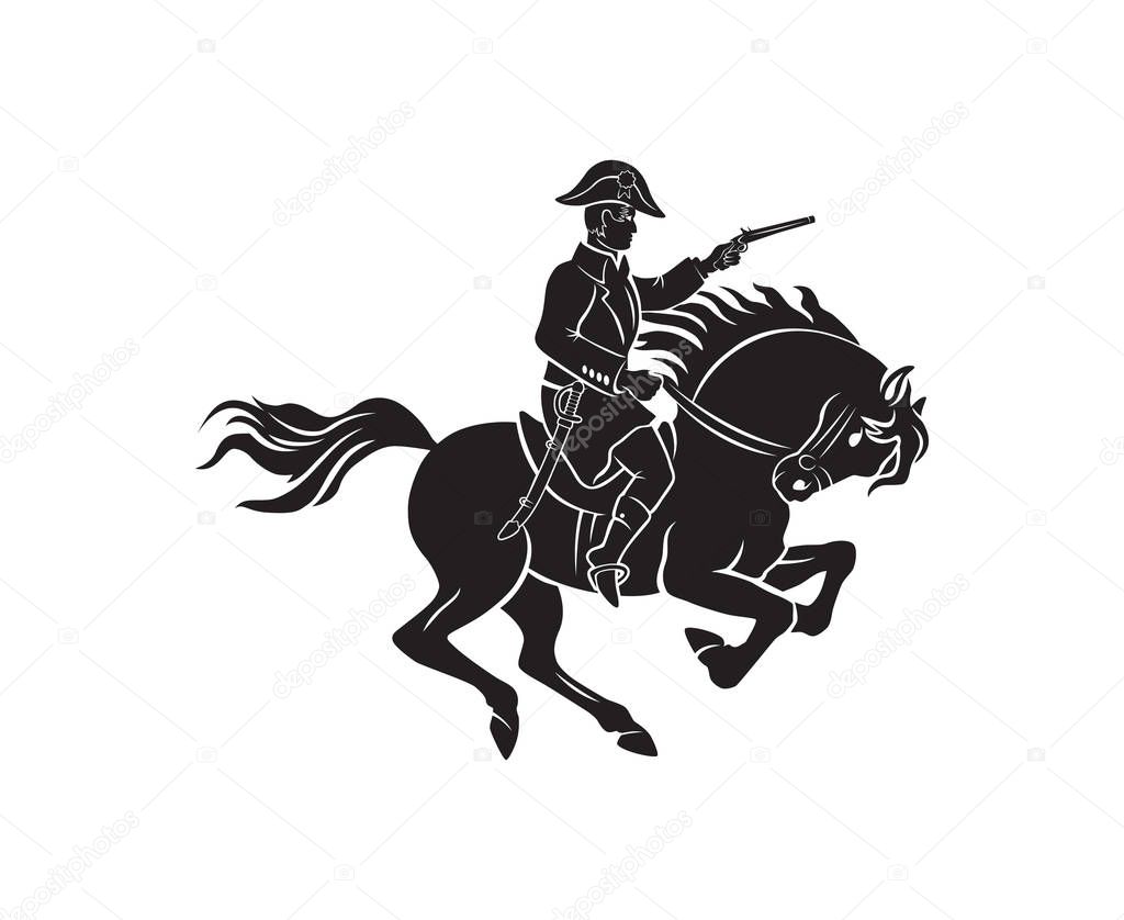 Shown Napoleon on horseback vector illustration